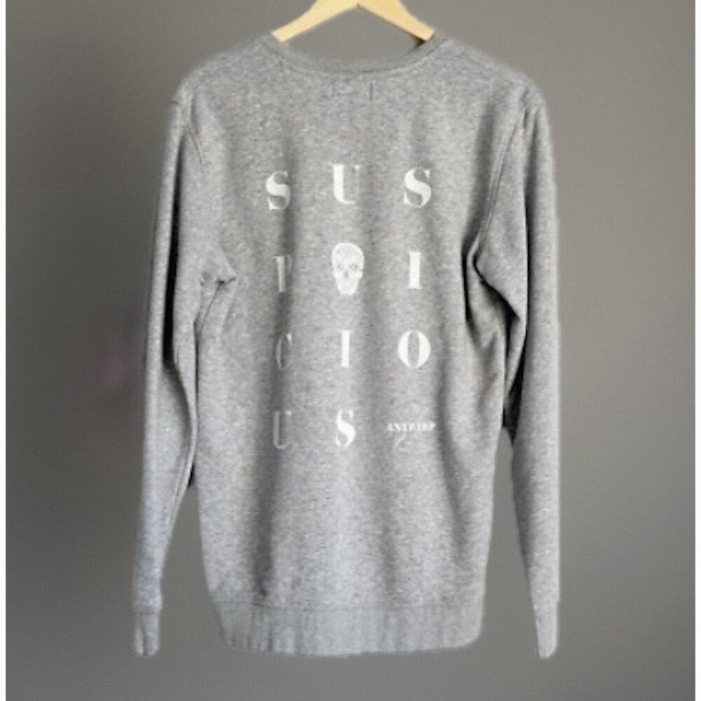 Suspicious Antwerp Sweatshirt Mens Medium Gray Organic Cotton Sustainable 90s